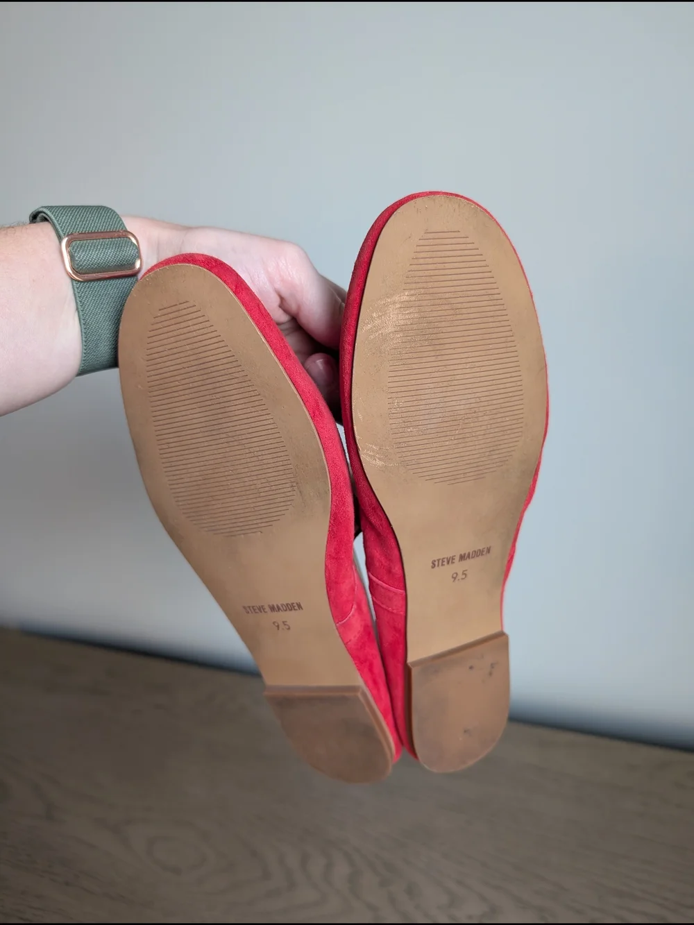 Steve Madden Red Suede Mary Jane Flats